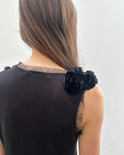 Valentino Rosette Mesh Top