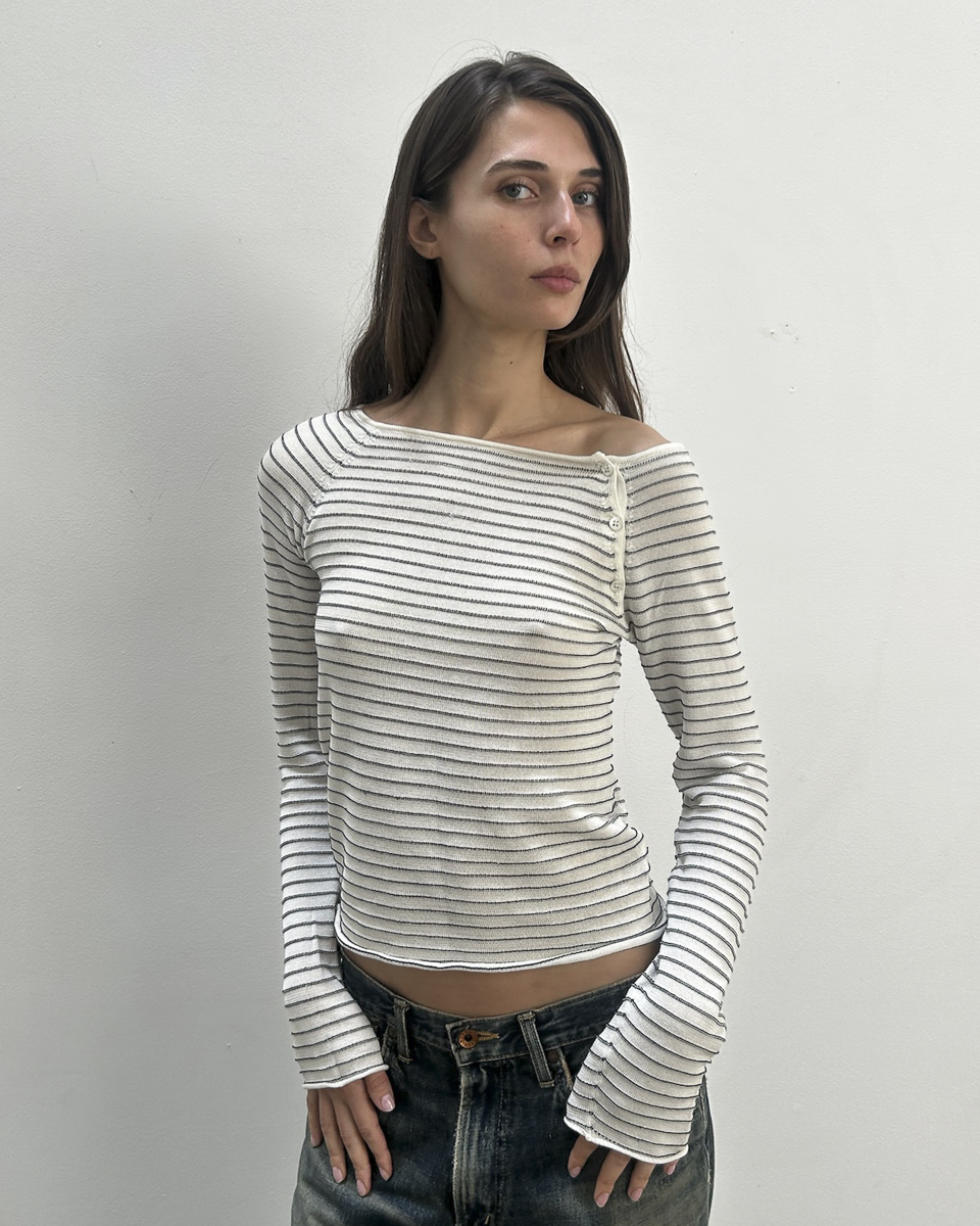 Emporio Armani Striped Button Top