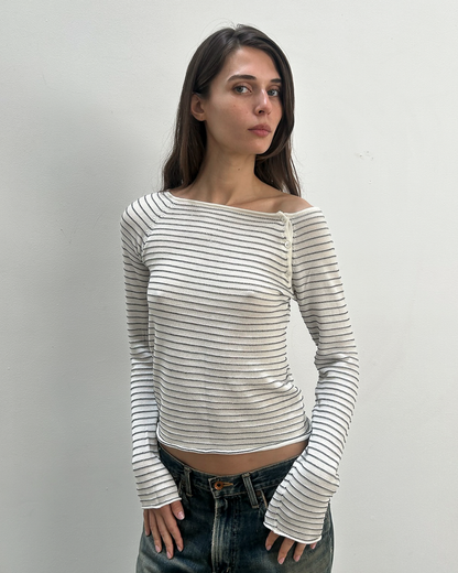 Emporio Armani Striped Button Top