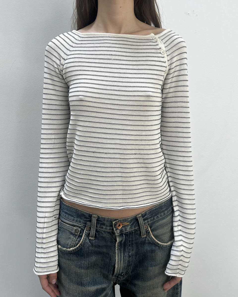 Emporio Armani Striped Button Top