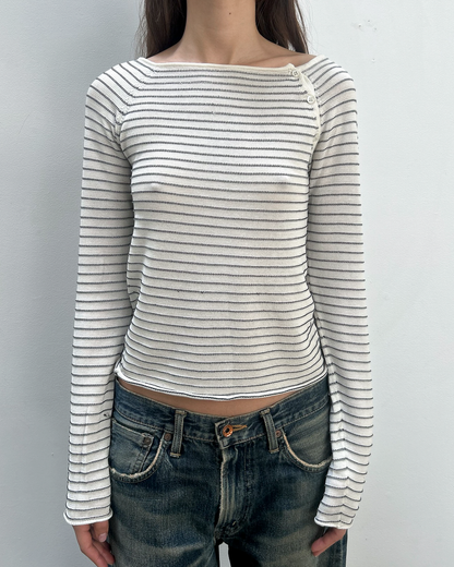 Emporio Armani Striped Button Top