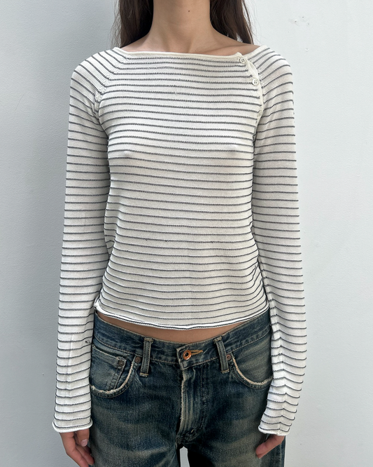 Emporio Armani Striped Button Top