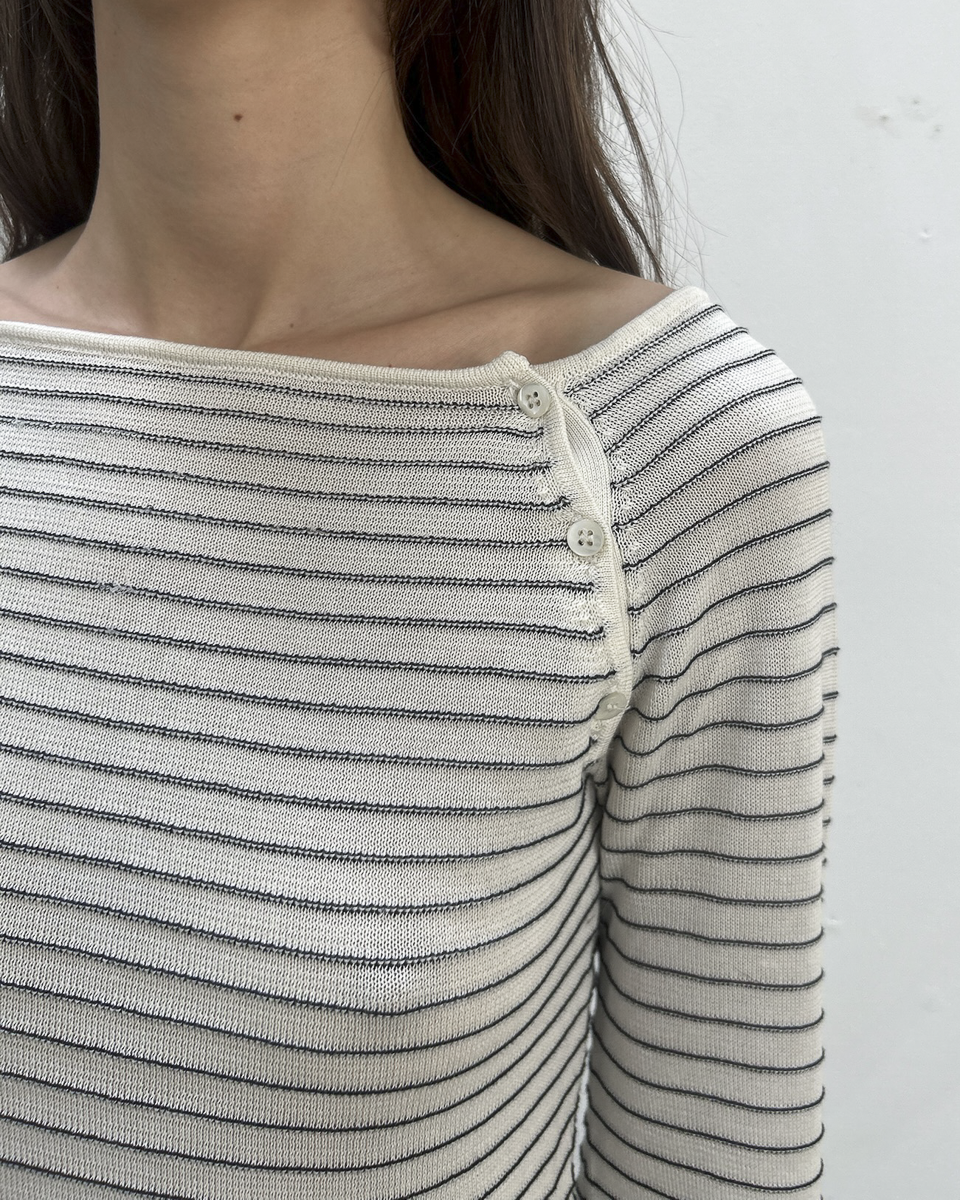 Emporio Armani Striped Button Top