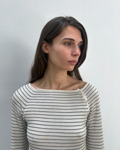 Emporio Armani Striped Button Top