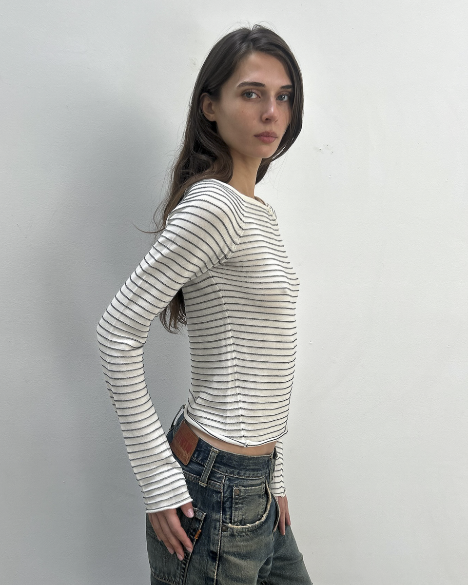 Emporio Armani Striped Button Top