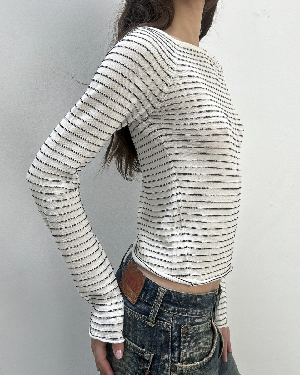 Emporio Armani Striped Button Top