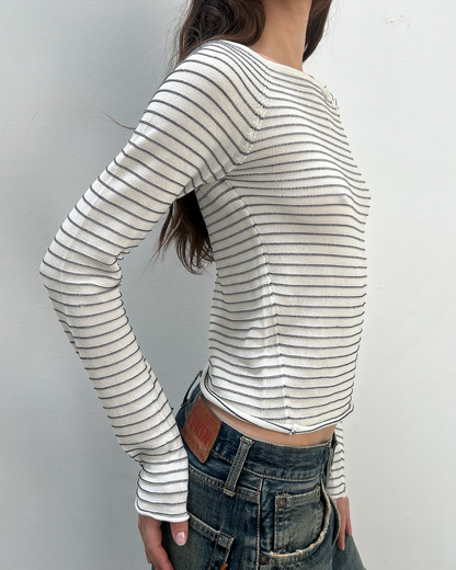 Emporio Armani Striped Button Top