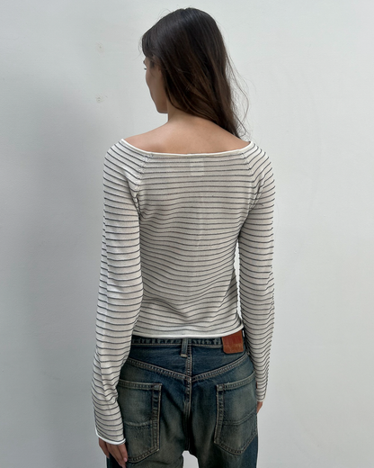 Emporio Armani Striped Button Top