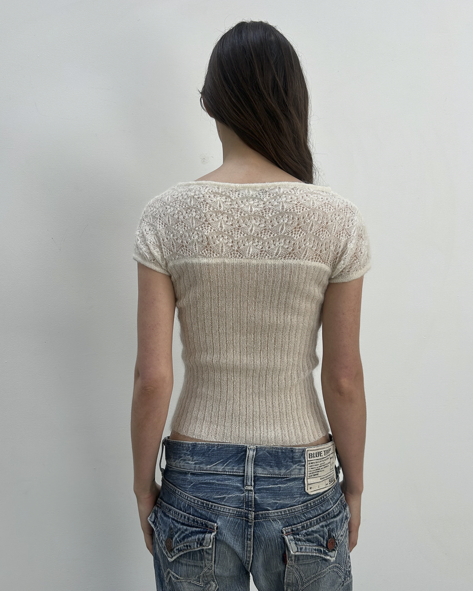Philosophy di Alberta Ferretti Mohair Lace Knit Top