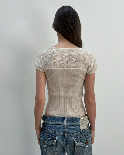 Philosophy di Alberta Ferretti Mohair Lace Knit Top