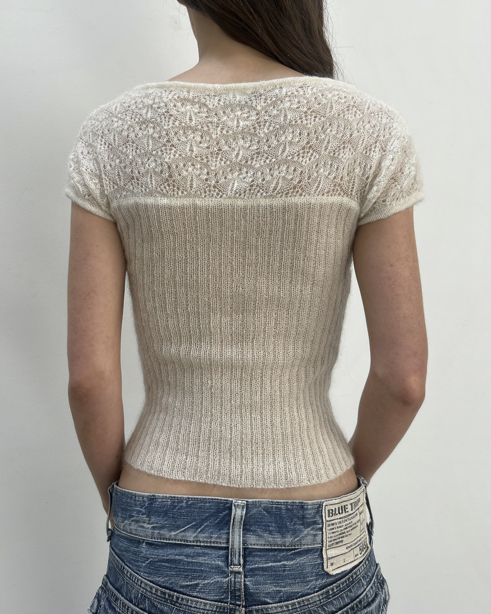 Philosophy di Alberta Ferretti Mohair Lace Knit Top