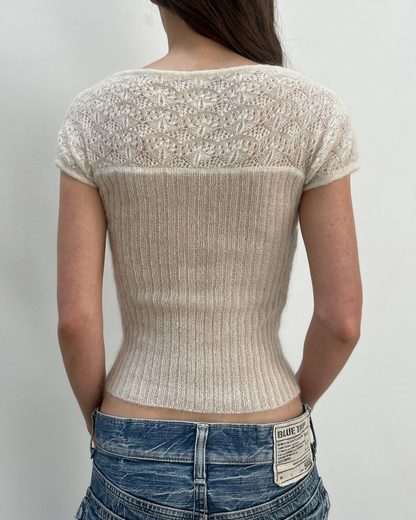 Philosophy di Alberta Ferretti Mohair Lace Knit Top