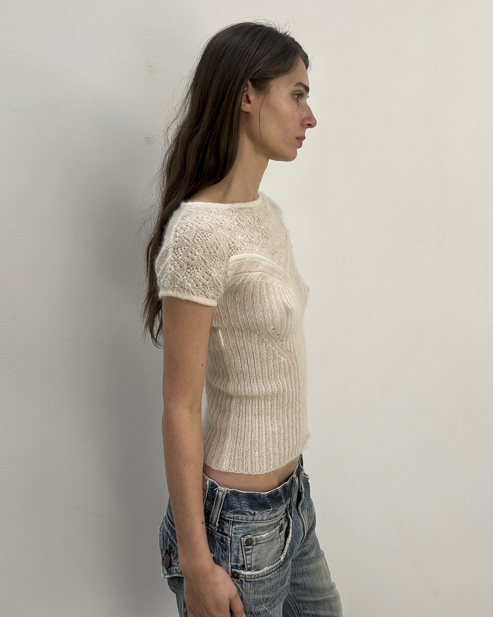 Philosophy di Alberta Ferretti Mohair Lace Knit Top