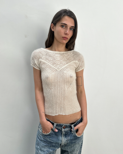 Philosophy di Alberta Ferretti Mohair Lace Knit Top