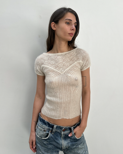 Philosophy di Alberta Ferretti Mohair Lace Knit Top