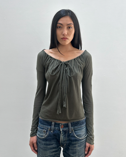 Gucci Ruched Tie-Front Top