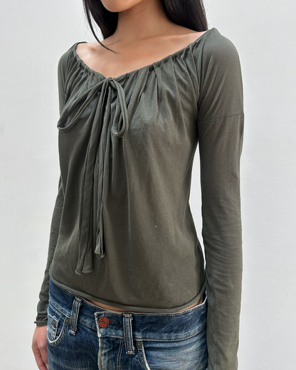 Gucci Ruched Tie-Front Top