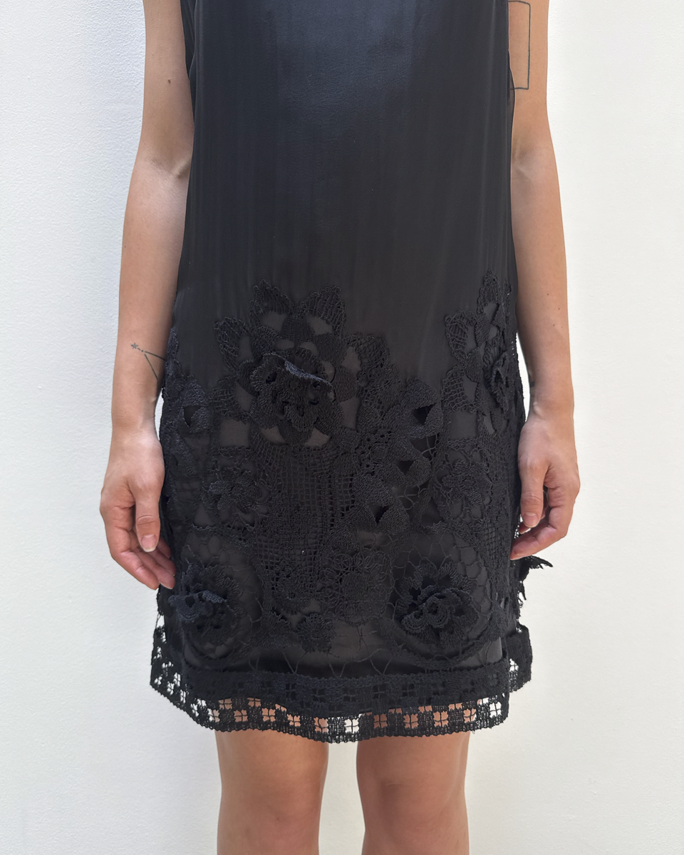 Alberta Ferretti Lace-Trimmed Silk Dress