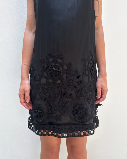 Alberta Ferretti Lace-Trimmed Silk Dress