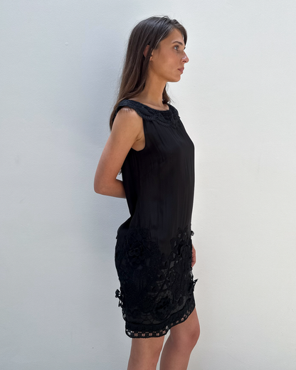 Alberta Ferretti Lace-Trimmed Silk Dress