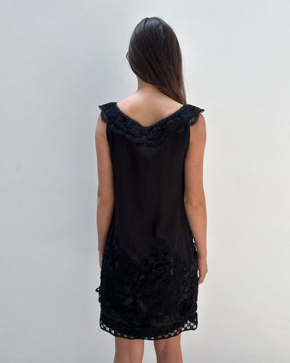 Alberta Ferretti Lace-Trimmed Silk Dress