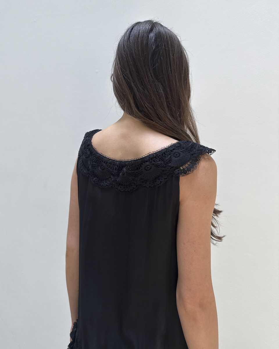 Alberta Ferretti Lace-Trimmed Silk Dress