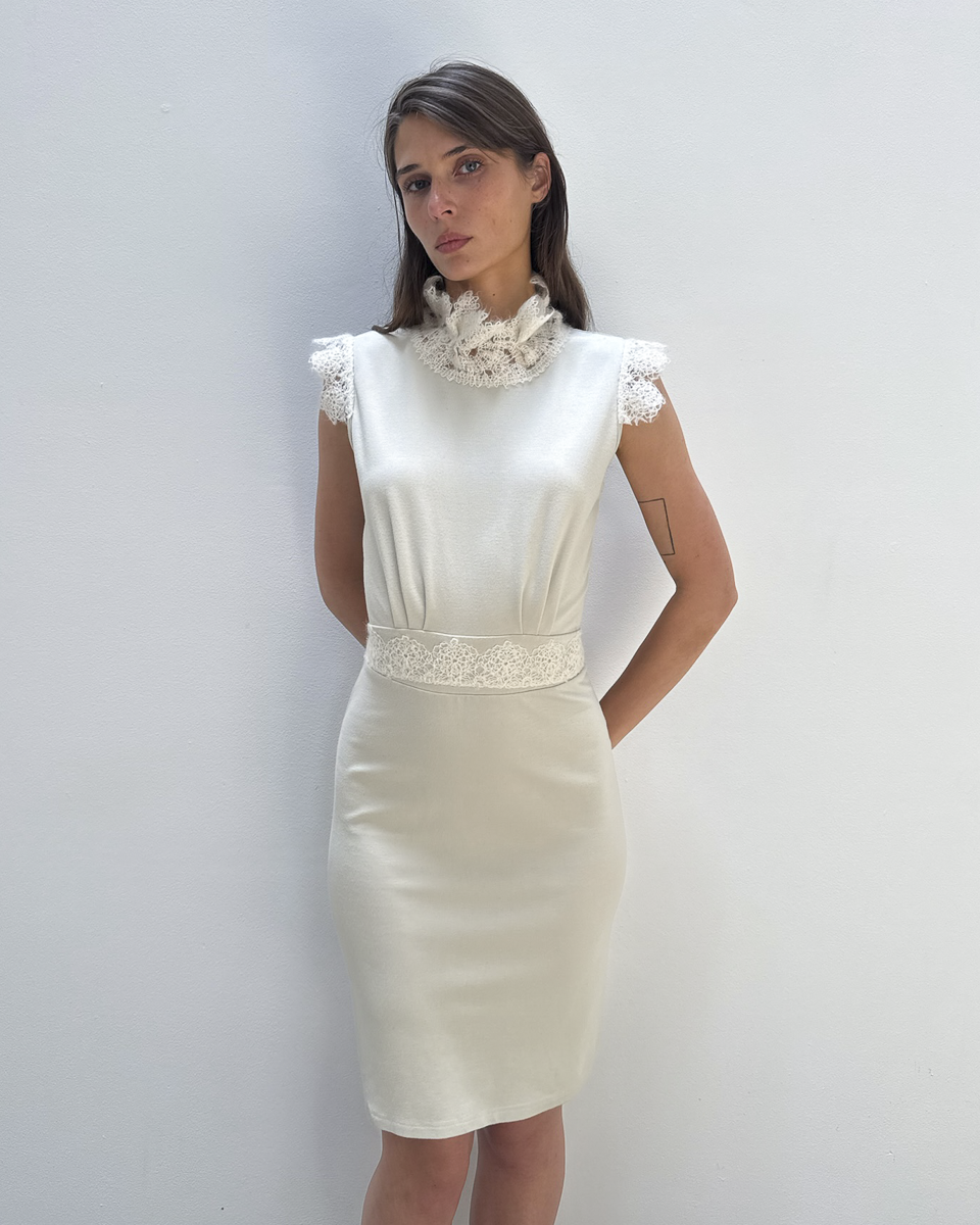 Paola Frani Lace-Trim Dress