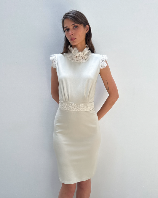 Paola Frani Lace-Trim Dress