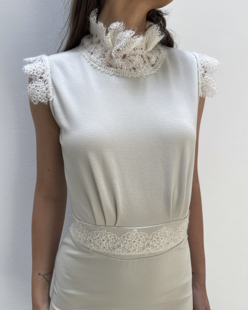 Paola Frani Lace-Trim Dress