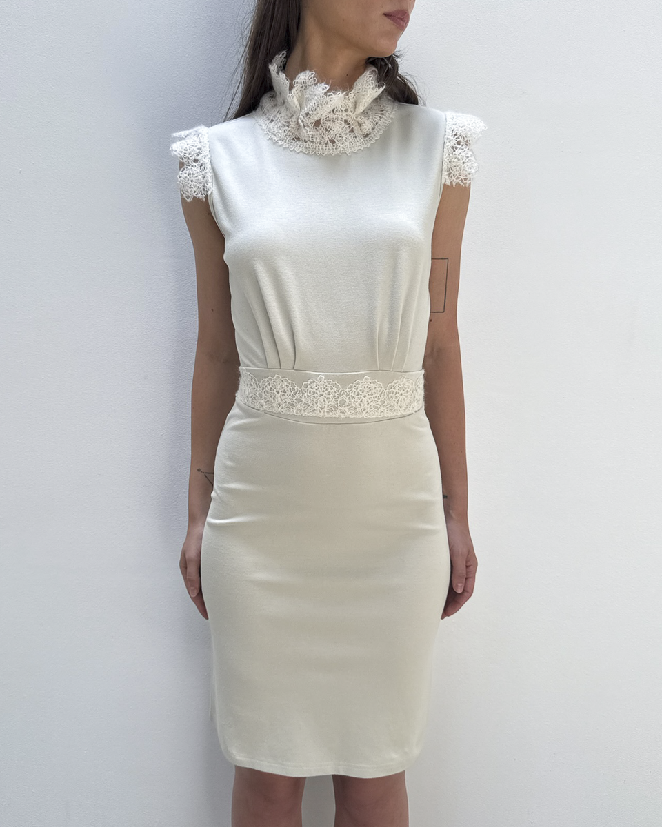 Paola Frani Lace-Trim Dress
