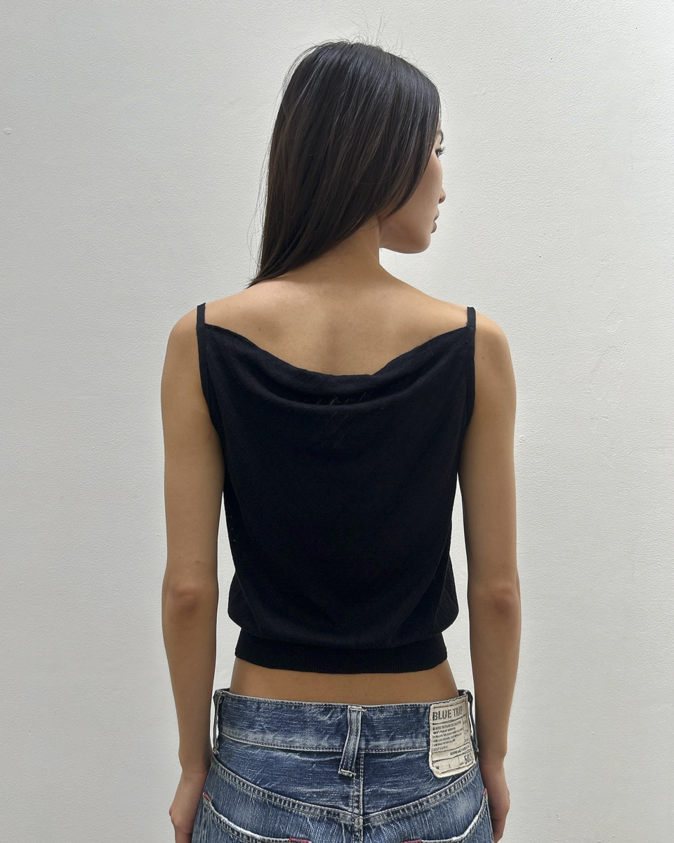 Yohji Yamamoto + Noir Pointelle Knit Top