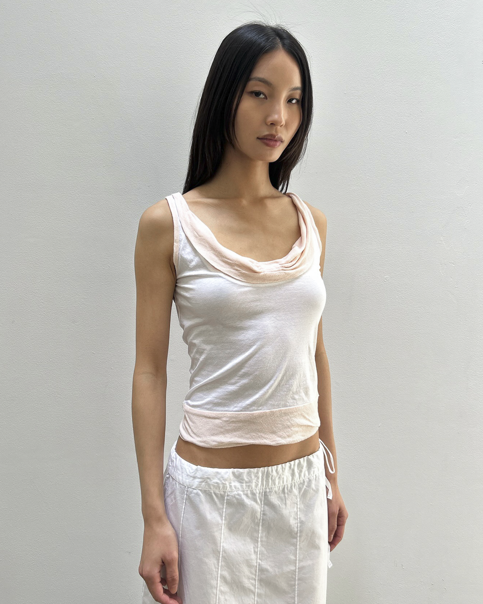 Emporio Armani Two-Tone Cowl Neck Top