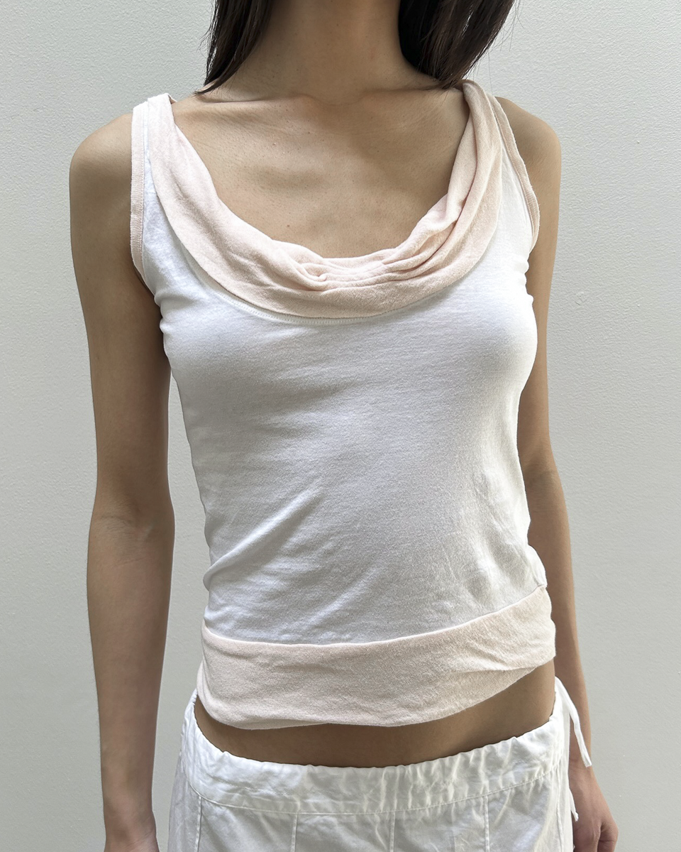 Emporio Armani Two-Tone Cowl Neck Top
