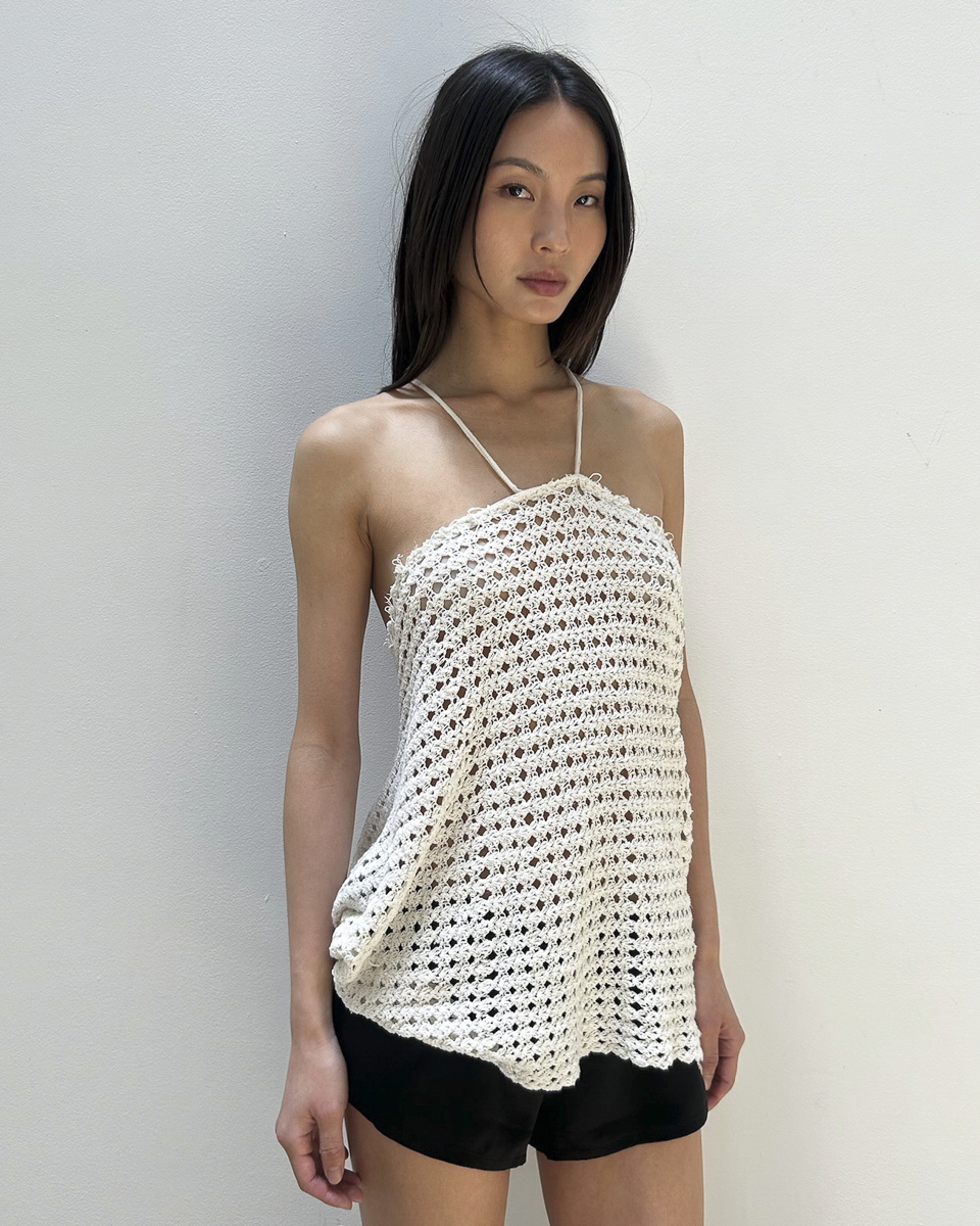 Marc Le Bihan Open-Knit Crochet Halter Top