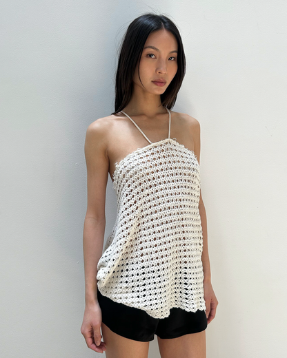 Marc Le Bihan Open-Knit Crochet Halter Top