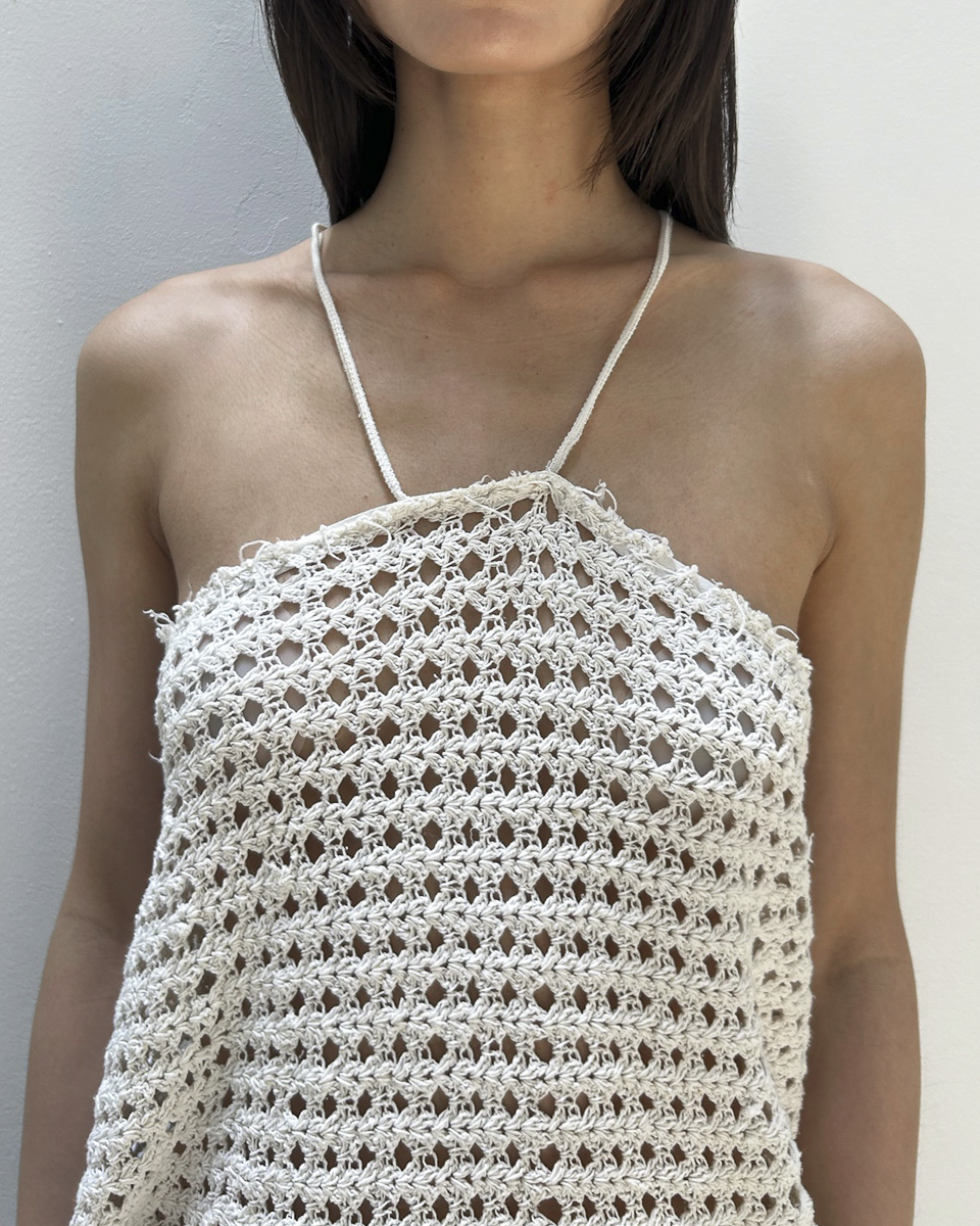 Marc Le Bihan Open-Knit Crochet Halter Top