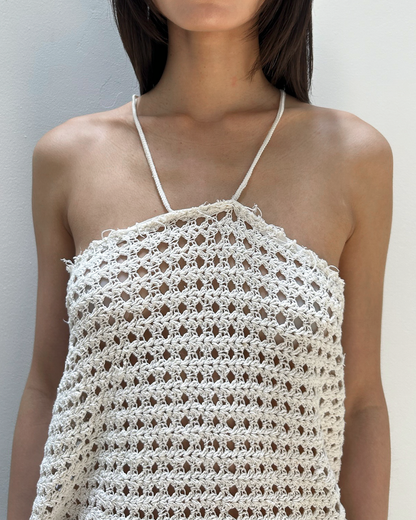 Marc Le Bihan Open-Knit Crochet Halter Top