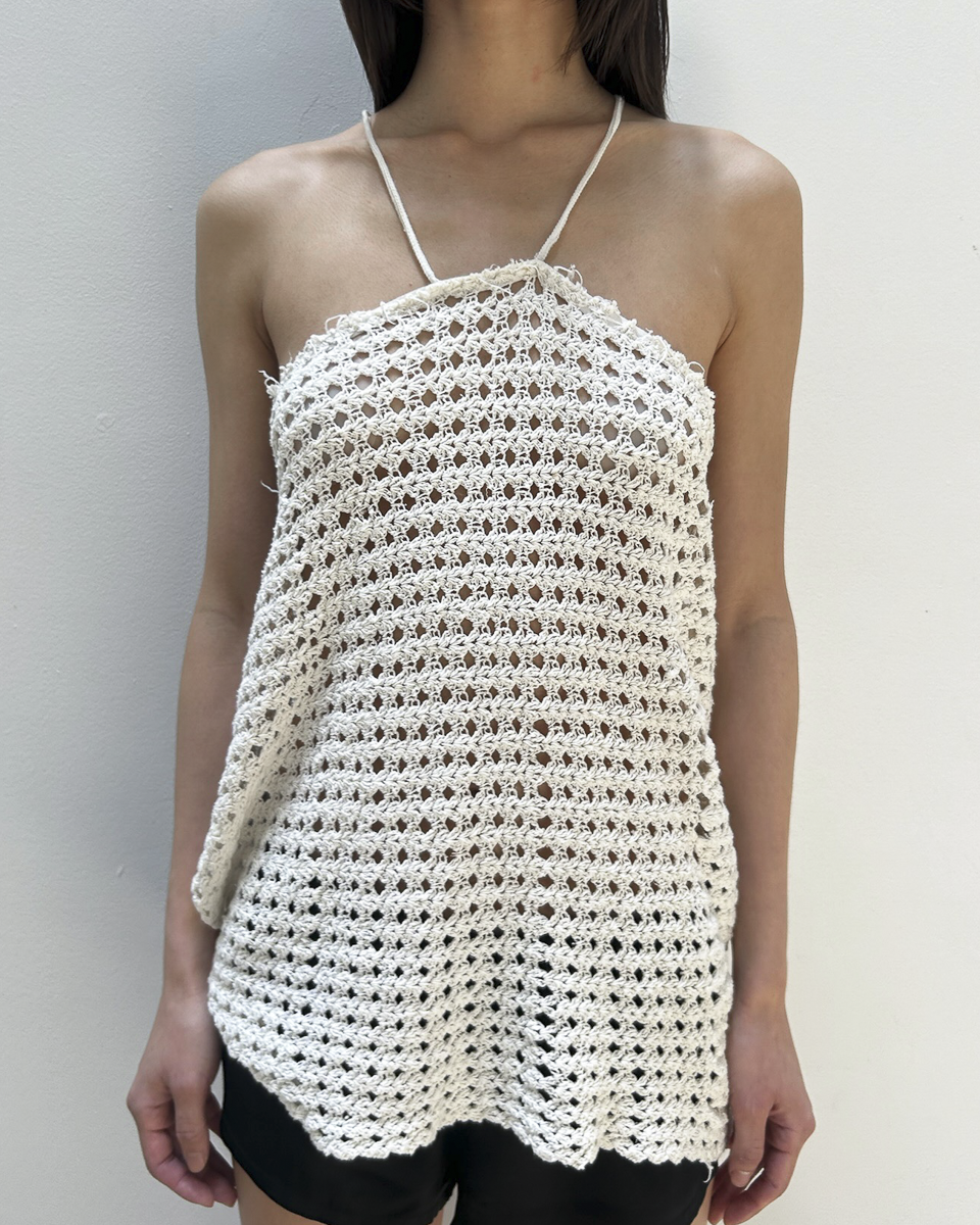 Marc Le Bihan Open-Knit Crochet Halter Top