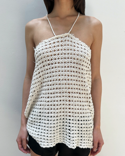 Marc Le Bihan Open-Knit Crochet Halter Top