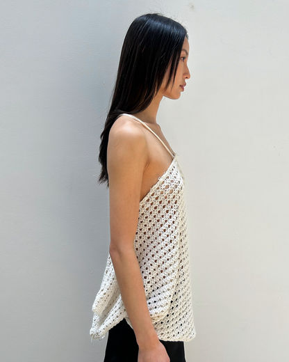 Marc Le Bihan Open-Knit Crochet Halter Top