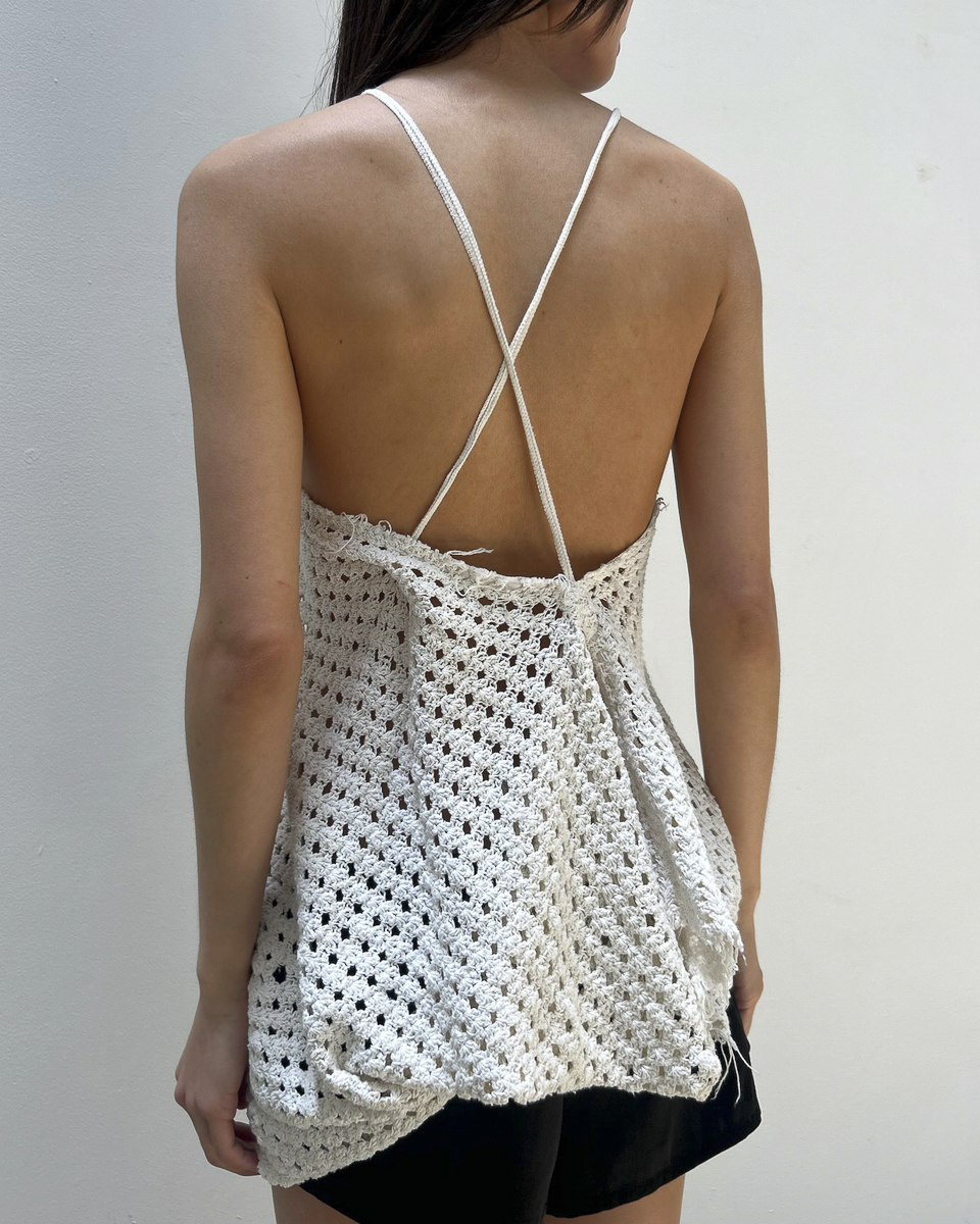 Marc Le Bihan Open-Knit Crochet Halter Top