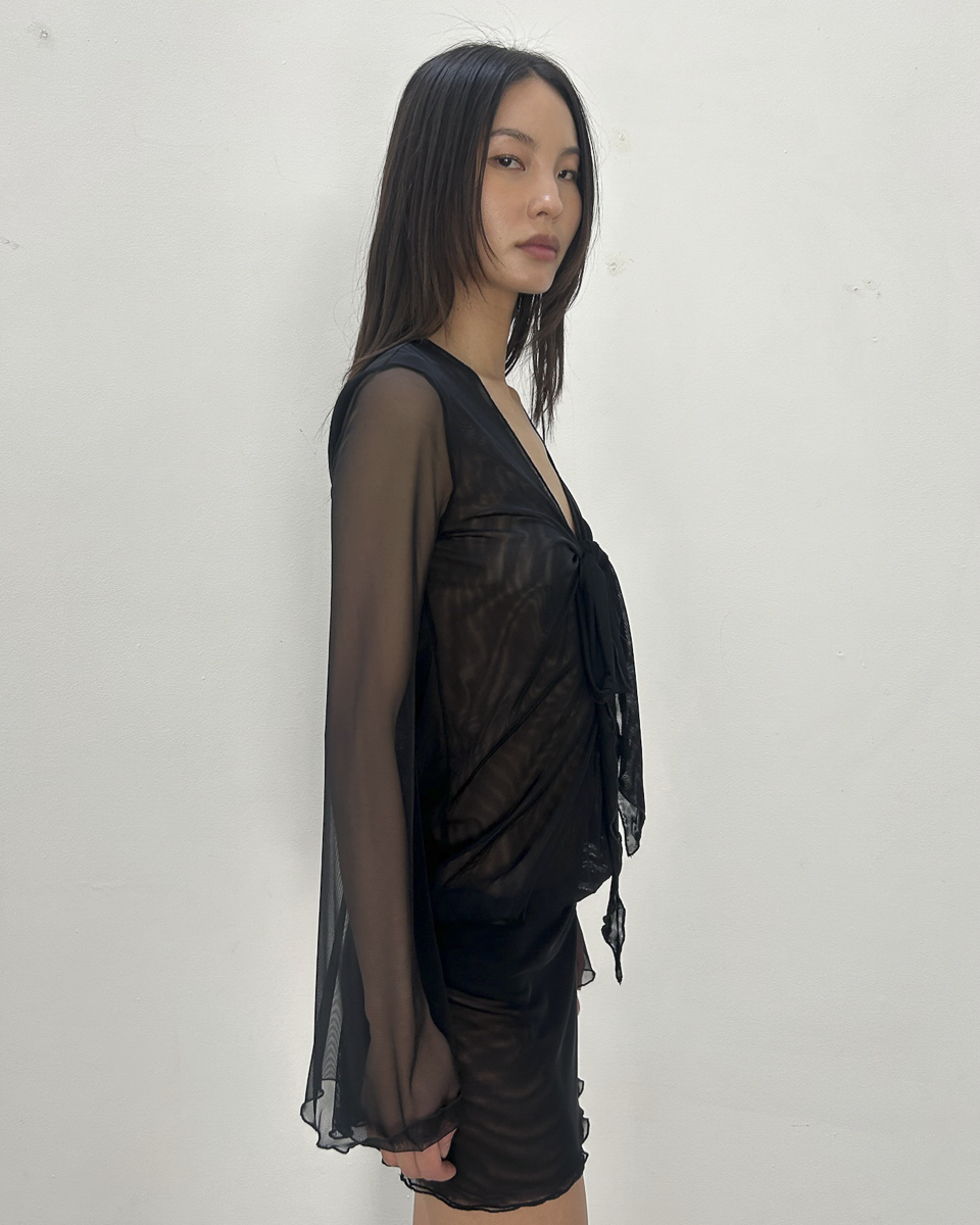 Blumarine Sheer Mesh Tie-Front Tunic / Dress