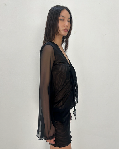 Blumarine Sheer Mesh Tie-Front Tunic / Dress