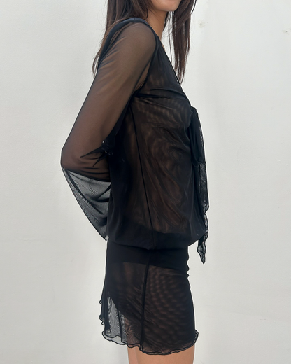 Blumarine Sheer Mesh Tie-Front Tunic / Dress