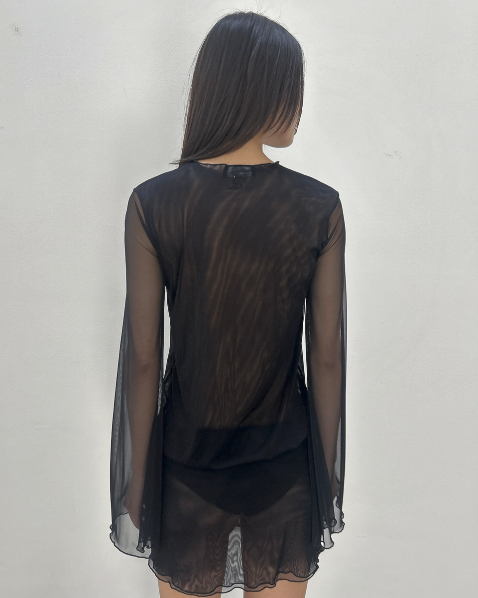 Blumarine Sheer Mesh Tie-Front Tunic / Dress