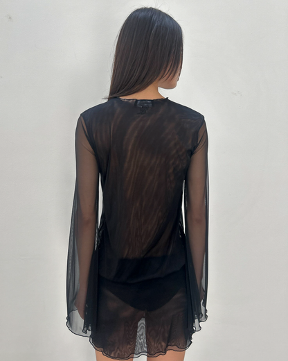 Blumarine Sheer Mesh Tie-Front Tunic / Dress