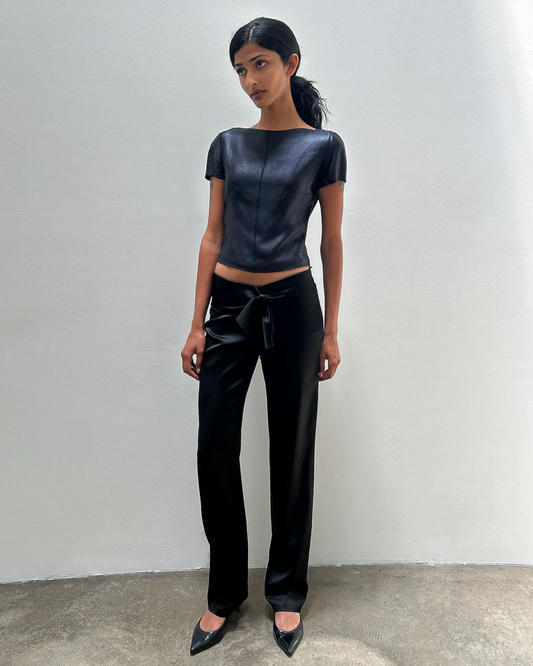 Emporio Armani Tie-Front Satin Pants