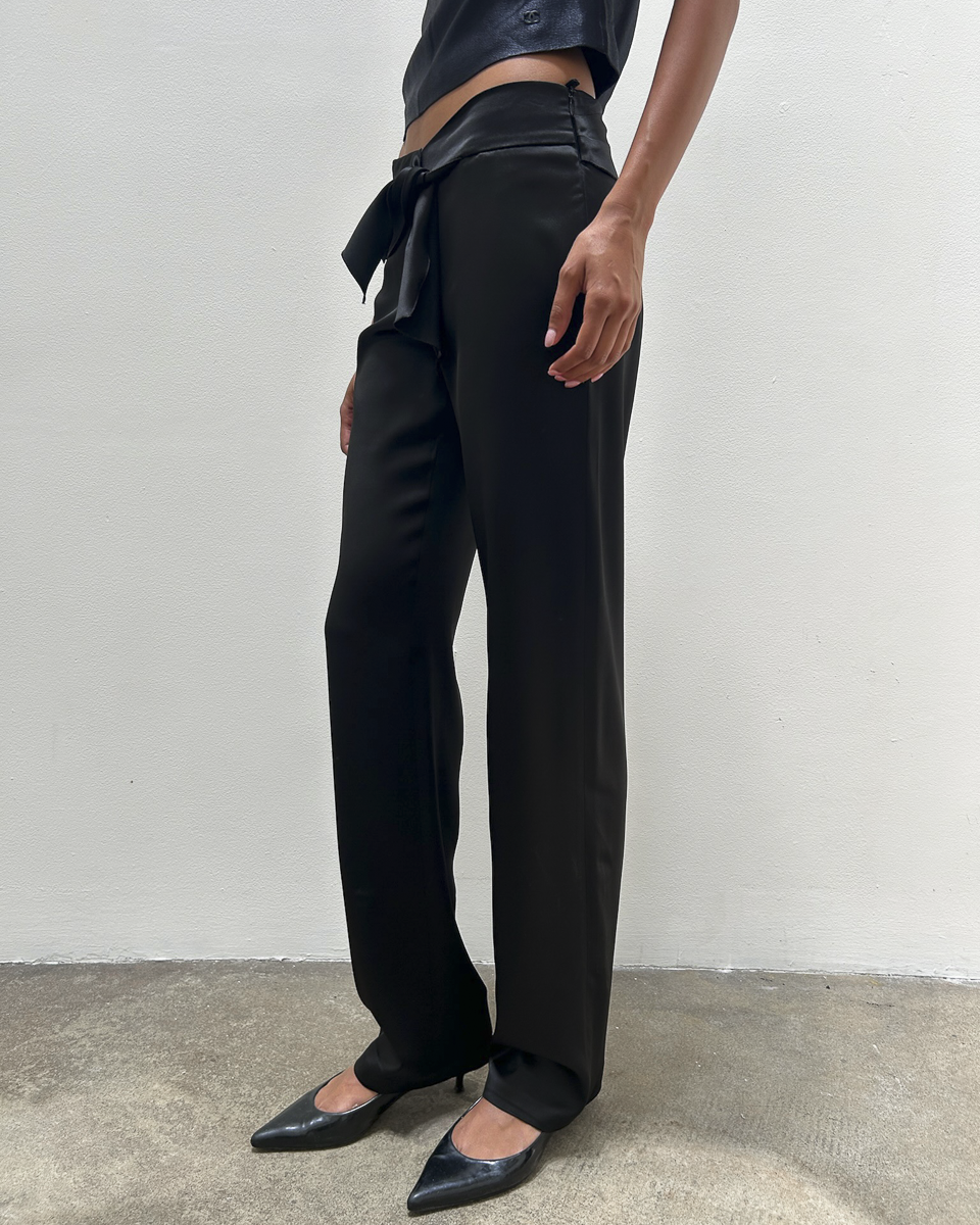 Emporio Armani Tie-Front Satin Pants