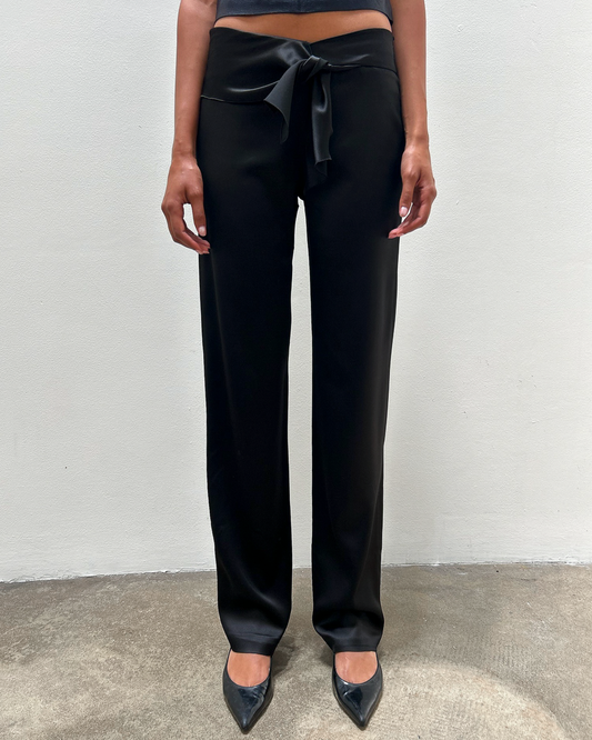 Emporio Armani Tie-Front Satin Pants