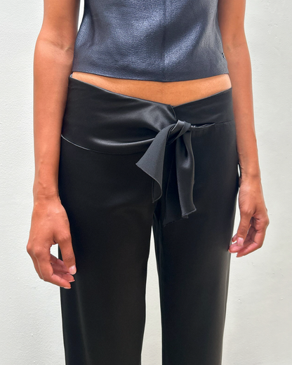 Emporio Armani Tie-Front Satin Pants